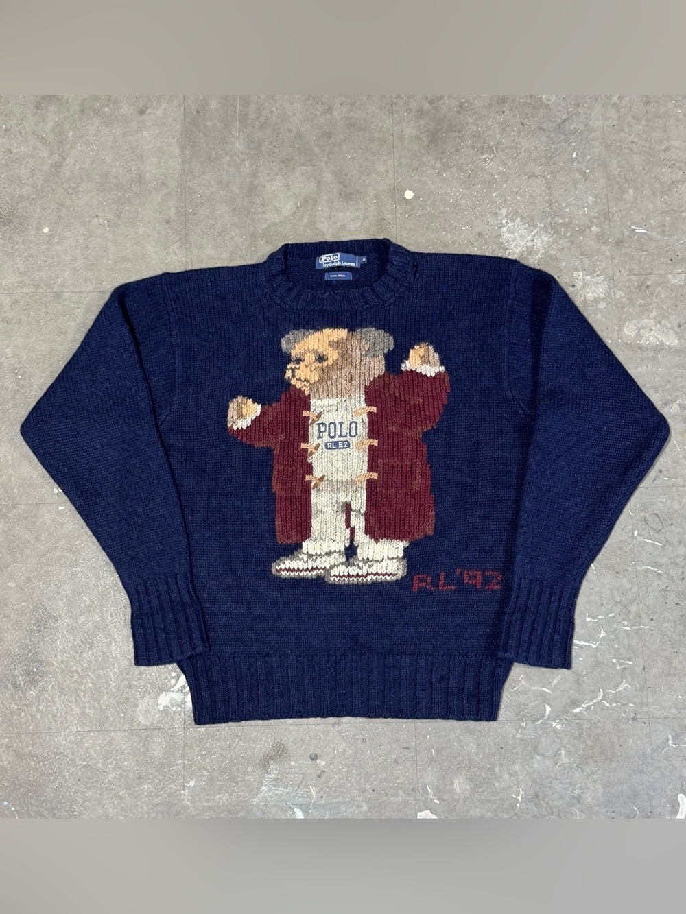 Vintage Polo Ralph Lauren Grandpa Bear Knit 1992 Sweater RL92 Wool Country Sz M